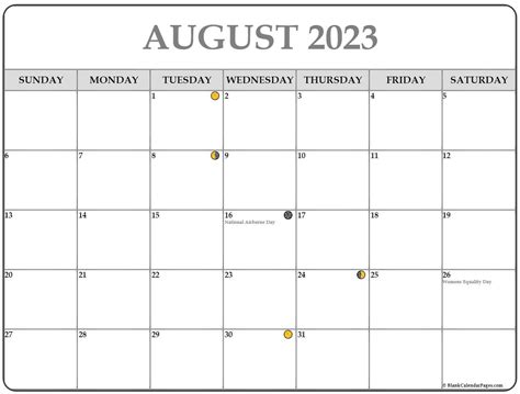 calendar luna august 2023